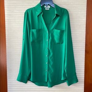 Express portfino Lush Green Button-Up Blouse size slim Medium
